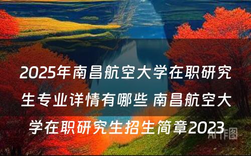 2025年南昌航空大学在职研究生专业详情有哪些 南昌航空大学在职研究生招生简章2023