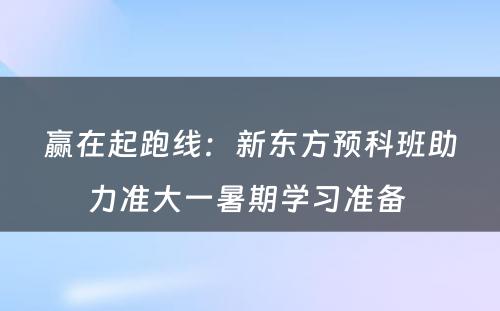 赢在起跑线：新东方预科班助力准大一暑期学习准备 