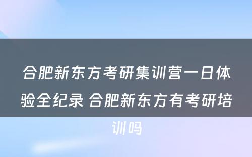 合肥新东方考研集训营一日体验全纪录 合肥新东方有考研培训吗