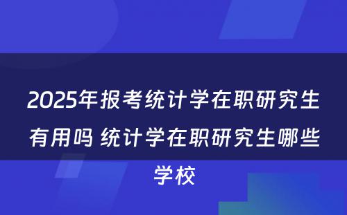 2025年报考统计学在职研究生有用吗 统计学在职研究生哪些学校