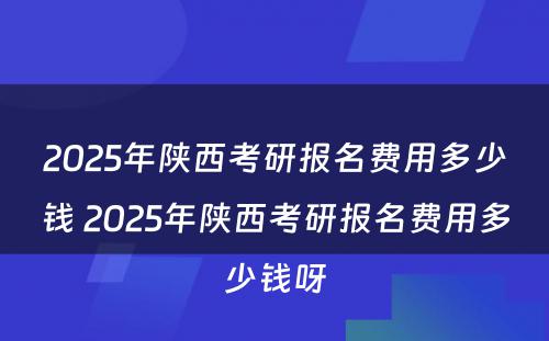 2025年陕西考研报名费用多少钱 2025年陕西考研报名费用多少钱呀