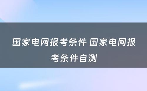 国家电网报考条件 国家电网报考条件自测