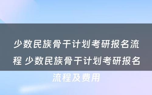 少数民族骨干计划考研报名流程 少数民族骨干计划考研报名流程及费用