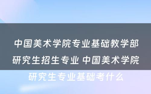 中国美术学院专业基础教学部研究生招生专业 中国美术学院研究生专业基础考什么