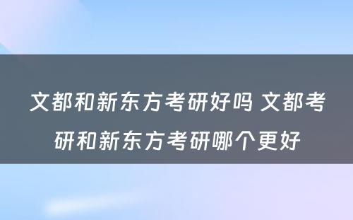 文都和新东方考研好吗 文都考研和新东方考研哪个更好