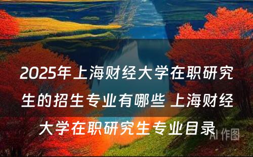 2025年上海财经大学在职研究生的招生专业有哪些 上海财经大学在职研究生专业目录