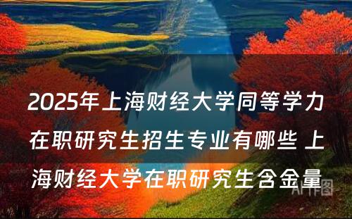 2025年上海财经大学同等学力在职研究生招生专业有哪些 上海财经大学在职研究生含金量