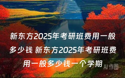 新东方2025年考研班费用一般多少钱 新东方2025年考研班费用一般多少钱一个学期