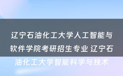 辽宁石油化工大学人工智能与软件学院考研招生专业 辽宁石油化工大学智能科学与技术