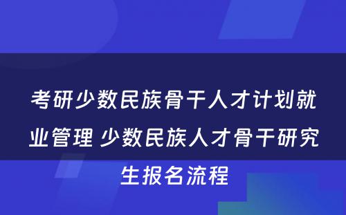 考研少数民族骨干人才计划就业管理 少数民族人才骨干研究生报名流程