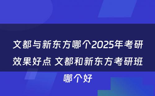 文都与新东方哪个2025年考研效果好点 文都和新东方考研班哪个好