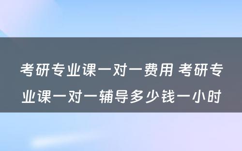 考研专业课一对一费用 考研专业课一对一辅导多少钱一小时