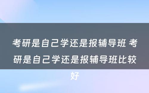 考研是自己学还是报辅导班 考研是自己学还是报辅导班比较好