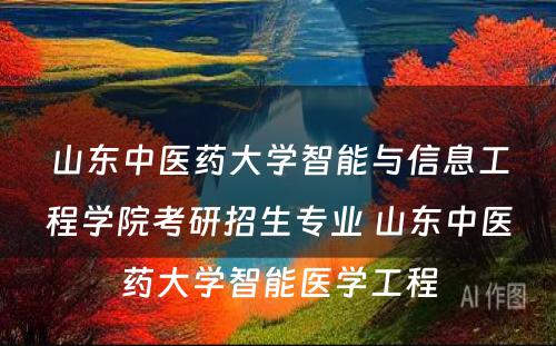 山东中医药大学智能与信息工程学院考研招生专业 山东中医药大学智能医学工程