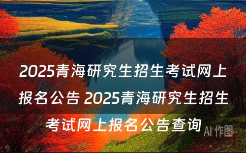 2025青海研究生招生考试网上报名公告 2025青海研究生招生考试网上报名公告查询