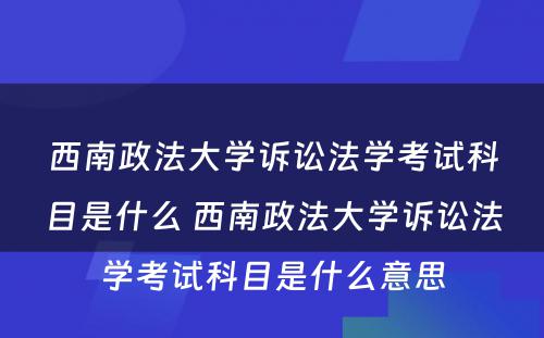 西南政法大学诉讼法学考试科目是什么 西南政法大学诉讼法学考试科目是什么意思