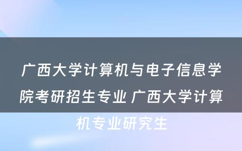 广西大学计算机与电子信息学院考研招生专业 广西大学计算机专业研究生