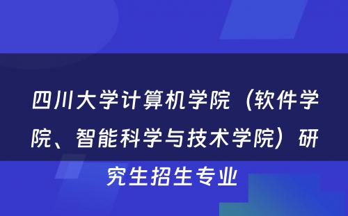 四川大学计算机学院（软件学院、智能科学与技术学院）研究生招生专业 