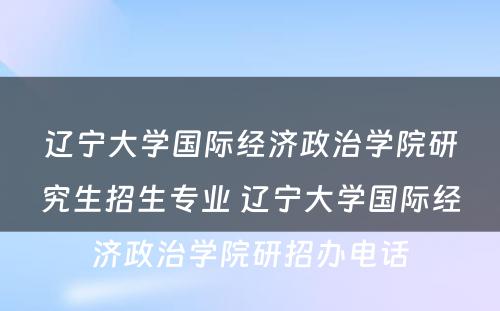 辽宁大学国际经济政治学院研究生招生专业 辽宁大学国际经济政治学院研招办电话