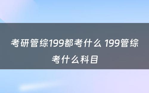 考研管综199都考什么 199管综考什么科目