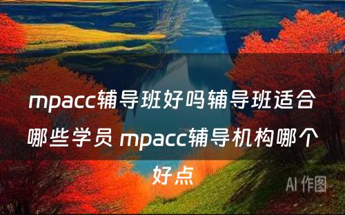 mpacc辅导班好吗辅导班适合哪些学员 mpacc辅导机构哪个好点