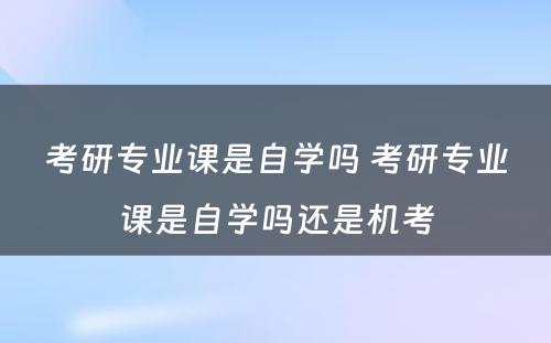 考研专业课是自学吗 考研专业课是自学吗还是机考