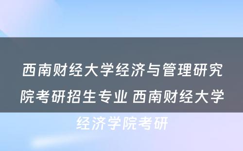 西南财经大学经济与管理研究院考研招生专业 西南财经大学经济学院考研