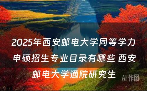 2025年西安邮电大学同等学力申硕招生专业目录有哪些 西安邮电大学通院研究生