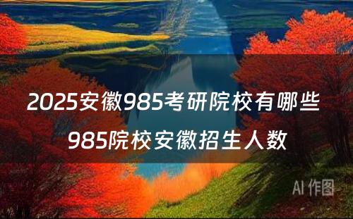 2025安徽985考研院校有哪些 985院校安徽招生人数