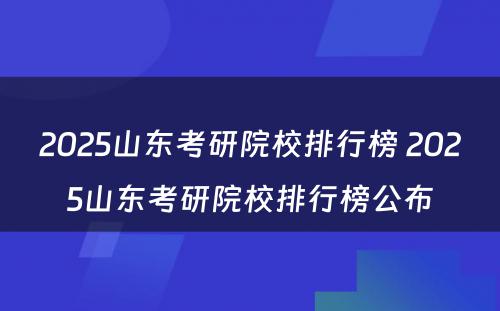 2025山东考研院校排行榜 2025山东考研院校排行榜公布