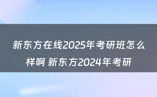 新东方在线2025年考研班怎么样啊 新东方2024年考研