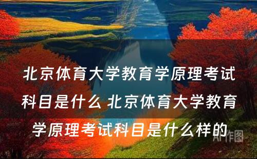 北京体育大学教育学原理考试科目是什么 北京体育大学教育学原理考试科目是什么样的