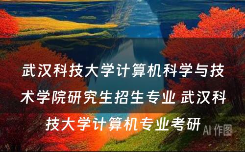 武汉科技大学计算机科学与技术学院研究生招生专业 武汉科技大学计算机专业考研