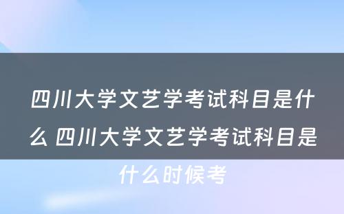 四川大学文艺学考试科目是什么 四川大学文艺学考试科目是什么时候考