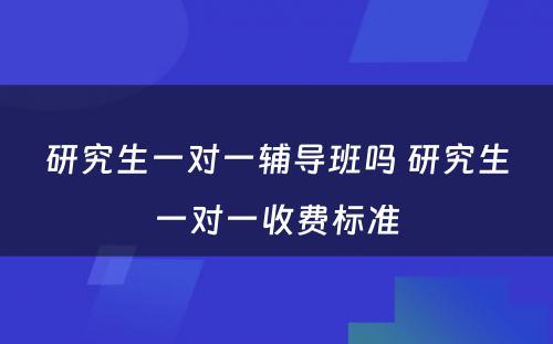 研究生一对一辅导班吗 研究生一对一收费标准