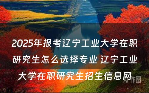 2025年报考辽宁工业大学在职研究生怎么选择专业 辽宁工业大学在职研究生招生信息网