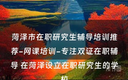 菏泽市在职研究生辅导培训推荐-网课培训-专注双证在职辅导 在菏泽设立在职研究生的学校