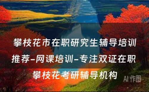 攀枝花市在职研究生辅导培训推荐-网课培训-专注双证在职 攀枝花考研辅导机构