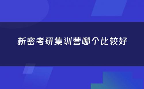 新密考研集训营哪个比较好