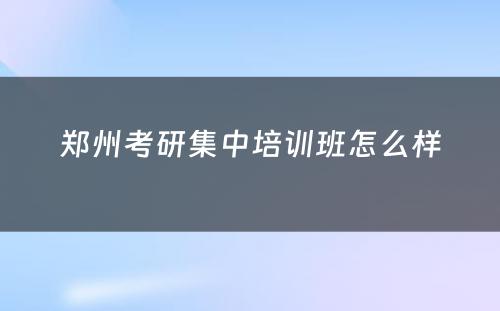 郑州考研集中培训班怎么样