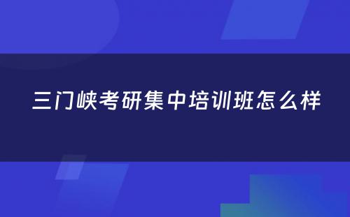 三门峡考研集中培训班怎么样