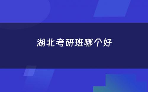 湖北考研班哪个好