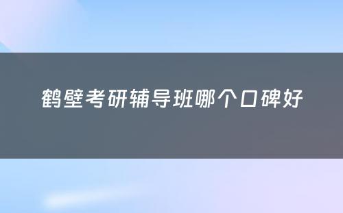 鹤壁考研辅导班哪个口碑好