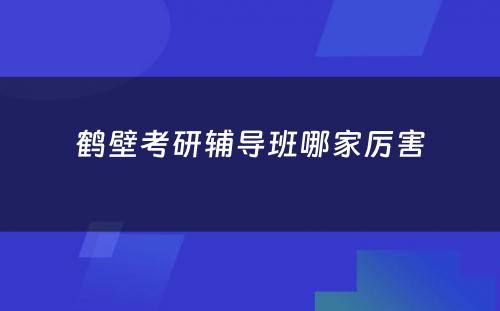 鹤壁考研辅导班哪家厉害