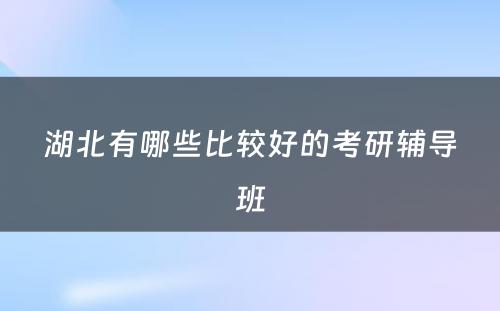 湖北有哪些比较好的考研辅导班