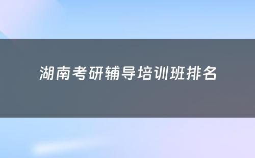 湖南考研辅导培训班排名