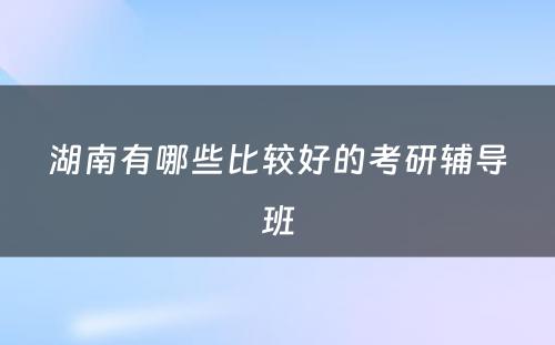 湖南有哪些比较好的考研辅导班