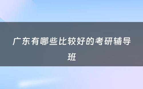 广东有哪些比较好的考研辅导班