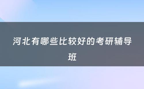 河北有哪些比较好的考研辅导班