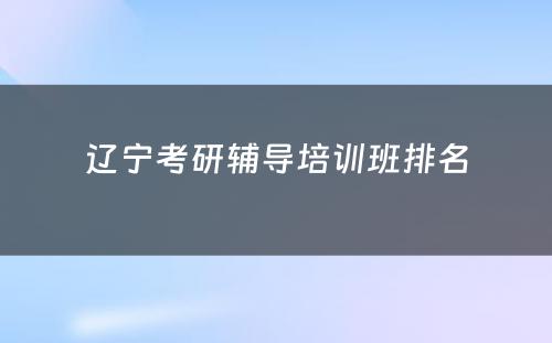 辽宁考研辅导培训班排名